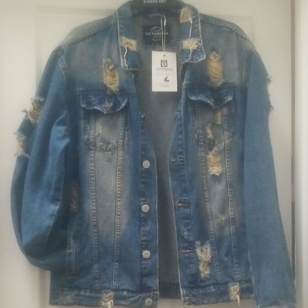 Distressed Denim Jacket NWT(L)